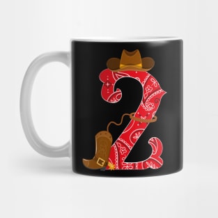 Kids 2nd Birthday Two Year Old Baby Cowboy Western Rodeo Party Mug